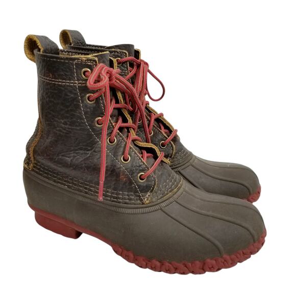 L.L. Beans Women's Bean Boots 8" Brown Leather Lace Up Size 9 EM - Picture 1 of 12